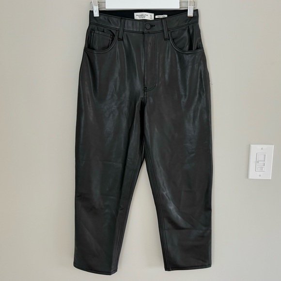 Abercrombie & Fitch Faux Leather Ankle Straight Ultra High Rise Pants 27 / 4 S - Picture 4 of 14